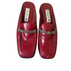 Brighton Burgundy Leather Flats with Silver Accents